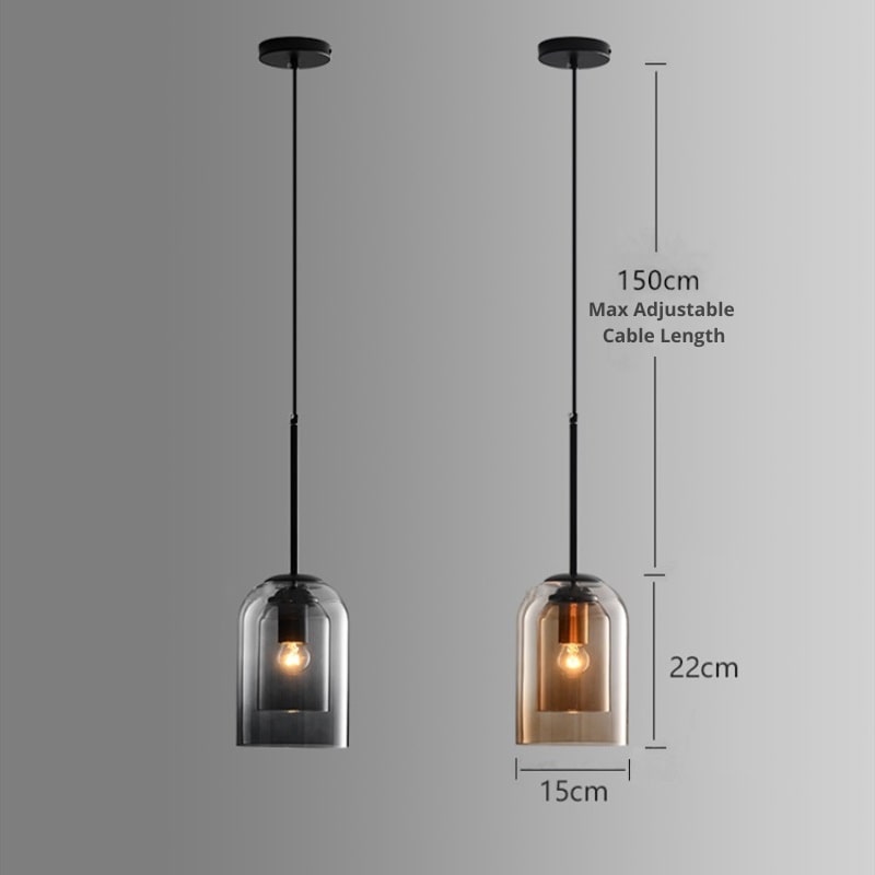GlasLume: Lampadario Mid-Century con doppio vetro – Lampada da sospensione di design per sala da pranzo e soggiorno