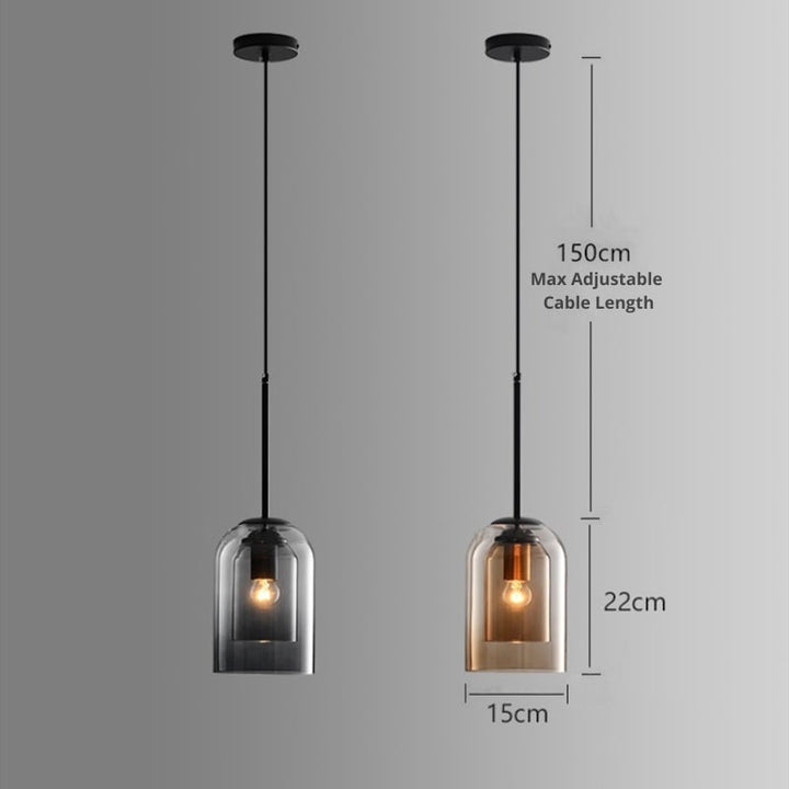 GlasLume: Lampadario Mid-Century con doppio vetro – Lampada da sospensione di design per sala da pranzo e soggiorno