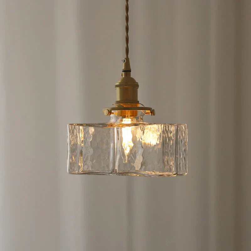 GlasLume: Lampadario in Vetro Vintage – Lampada a Sospensione Retro con Dettagli in Ottone