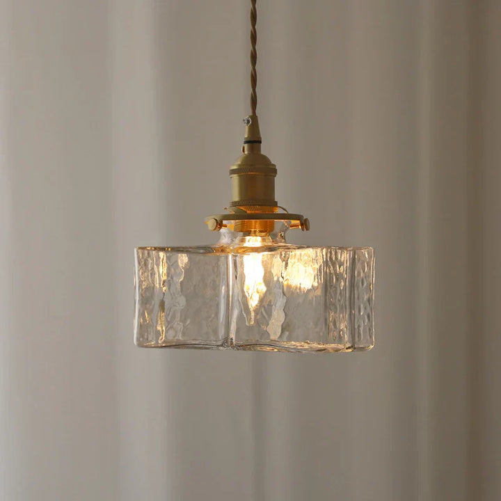 GlasLume: Lampadario in Vetro Vintage – Lampada a Sospensione Retro con Dettagli in Ottone