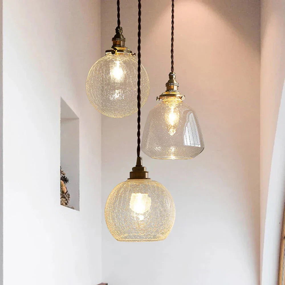 GlasLux: Lampada a sospensione in vetro cristallo – Elegante lampada a sospensione per sala da pranzo e soggiorno