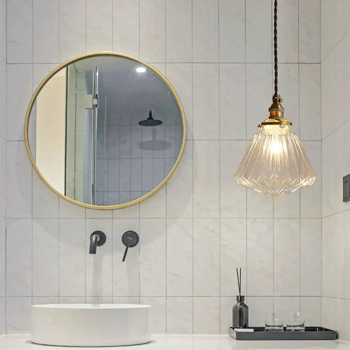 GlasLux: Lampada a sospensione in vetro cristallo – Elegante lampada a sospensione per sala da pranzo e soggiorno