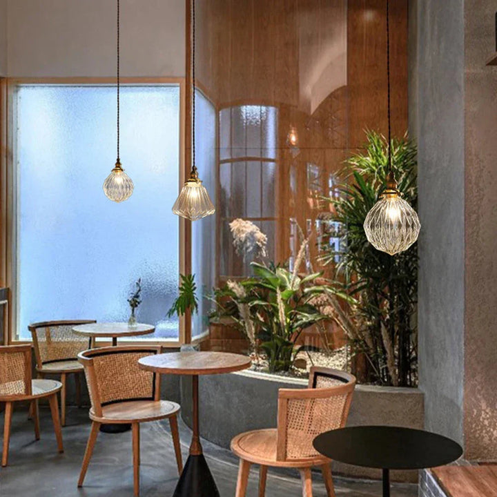 GlasLux: Lampada a sospensione in vetro cristallo – Elegante lampada a sospensione per sala da pranzo e soggiorno
