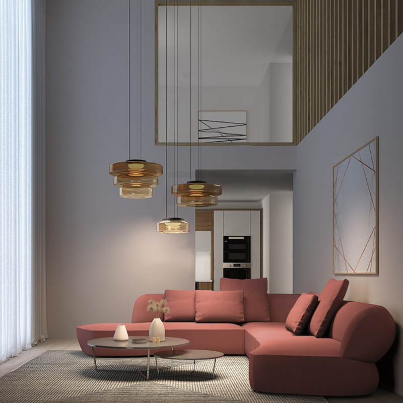 GlasMeister: Lampada a sospensione in vetro Bauhaus – Elegante lampada da appendere per soggiorno e sala da pranzo