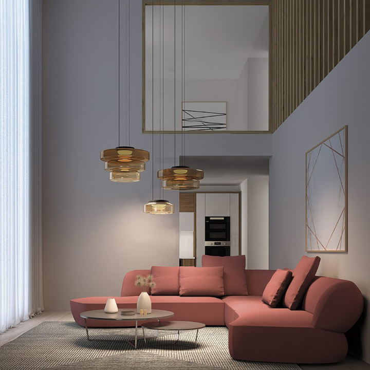 GlasMeister: Lampada a sospensione in vetro Bauhaus – Elegante lampada da appendere per soggiorno e sala da pranzo