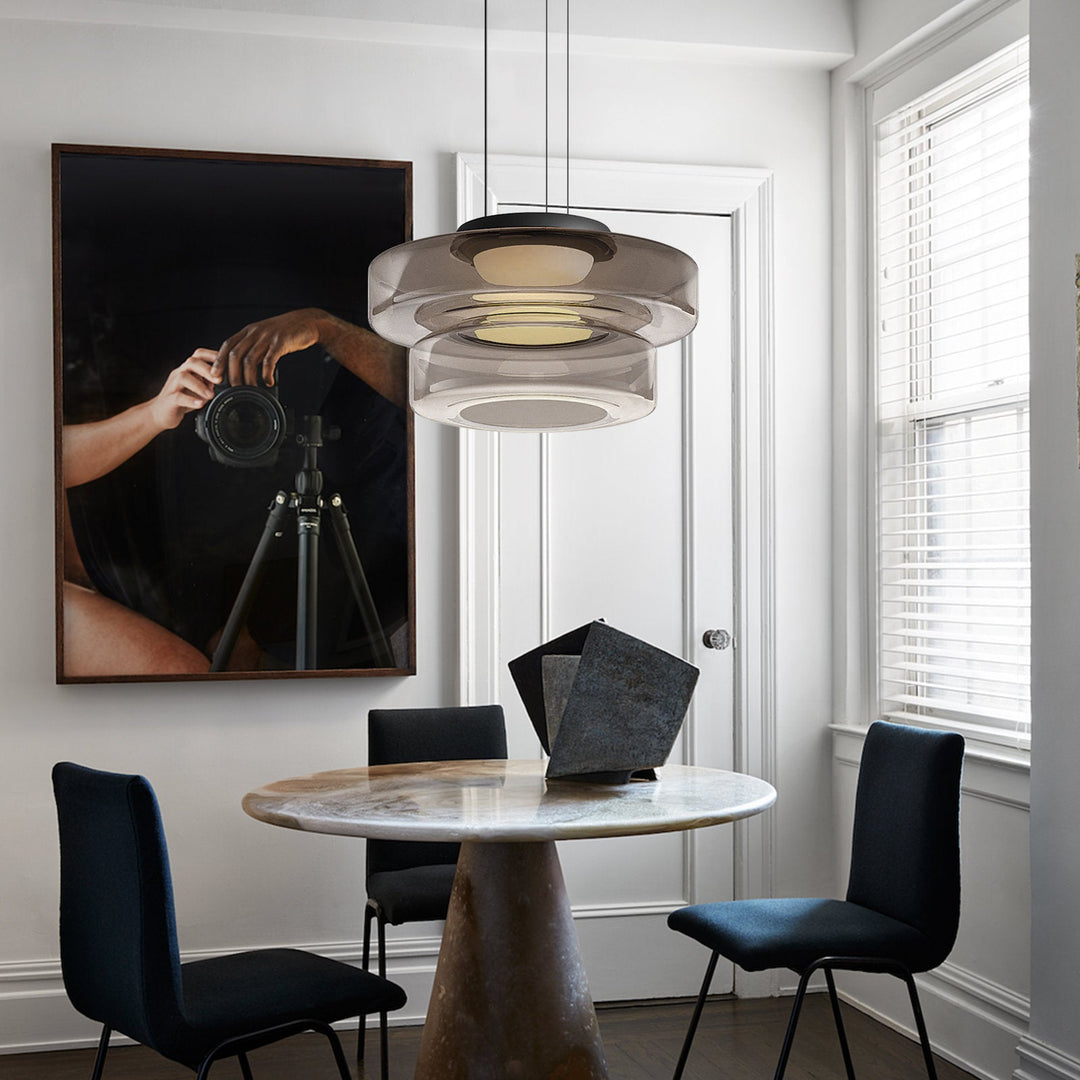 GlasMeister: Lampada a sospensione in vetro Bauhaus – Elegante lampada da appendere per soggiorno e sala da pranzo