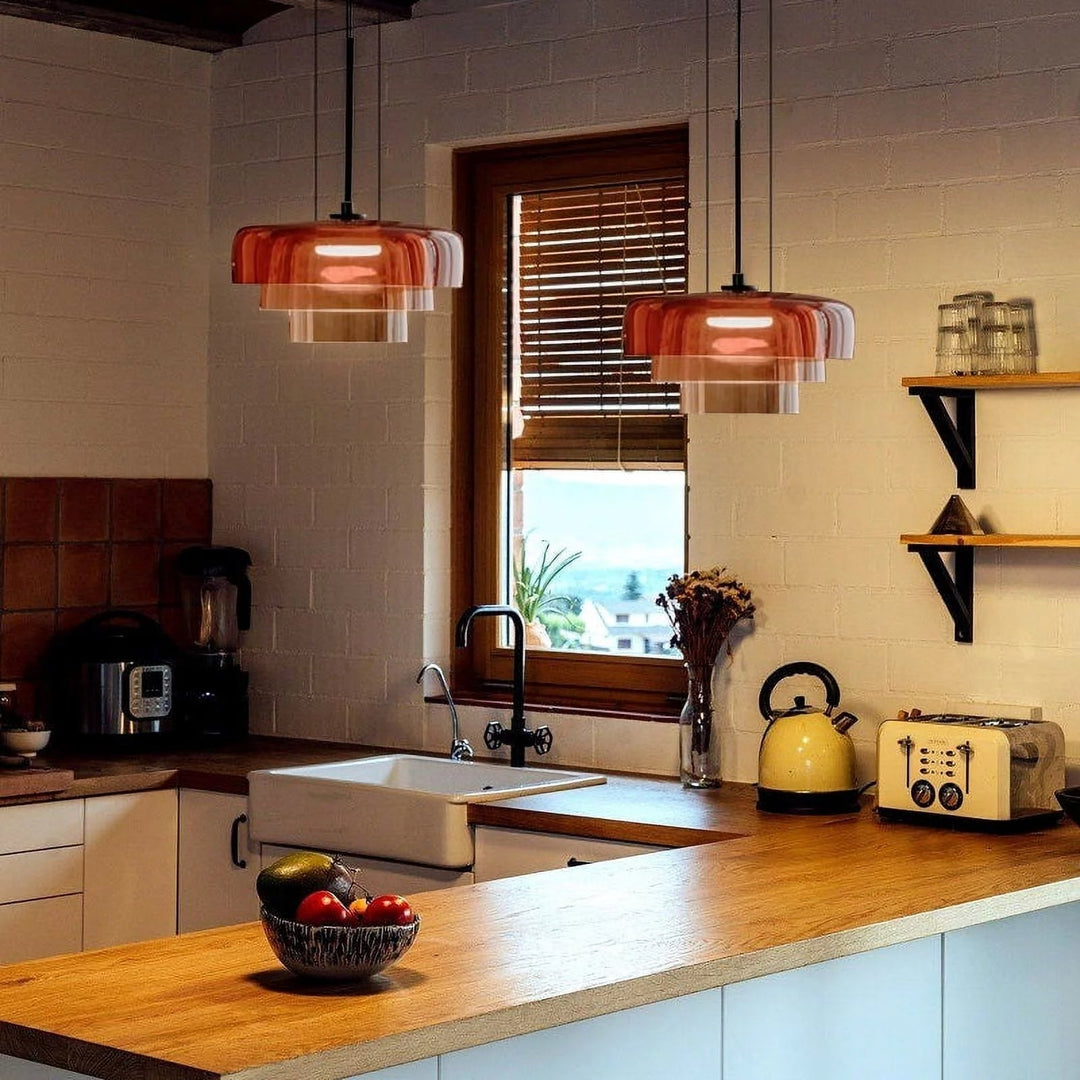 GlasNord: Lampada a sospensione in vetro scandinava – Lampada moderna per sala da pranzo e cucina