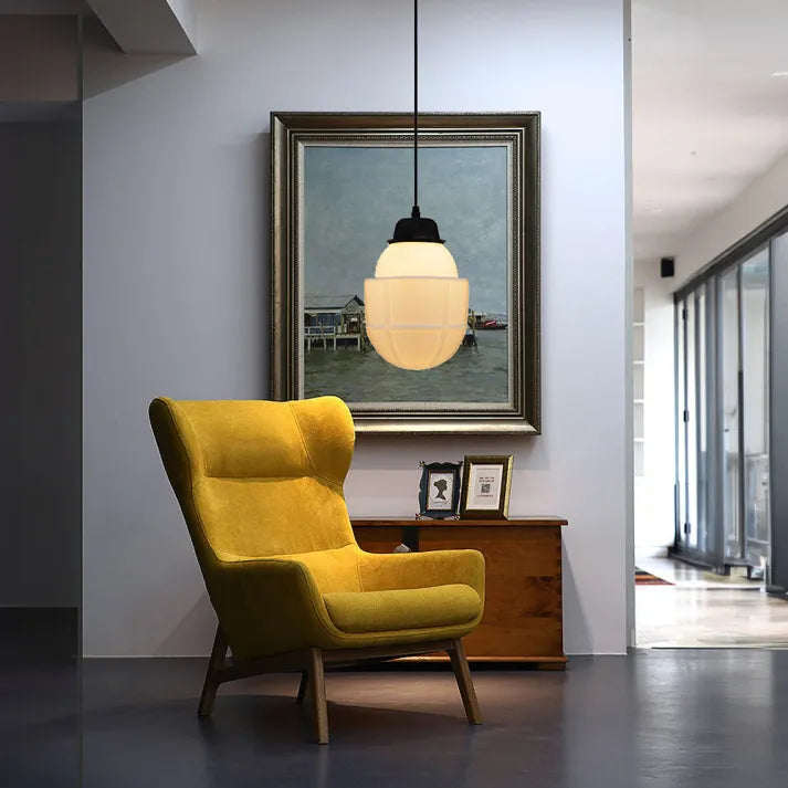 Glasyn: Lampada a sospensione in vetro opalino geometrico – Lampada moderna per sala da pranzo e cucina