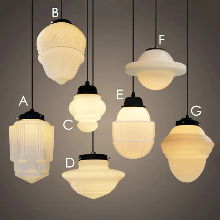 Glasyn: Lampada a sospensione in vetro opalino geometrico – Lampada moderna per sala da pranzo e cucina