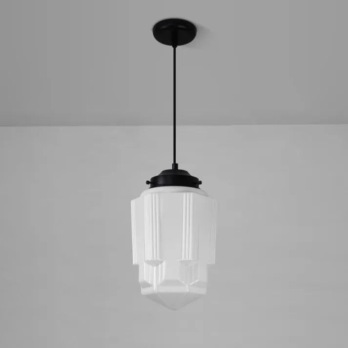 Glasyn: Lampada a sospensione in vetro opalino geometrico – Lampada moderna per sala da pranzo e cucina
