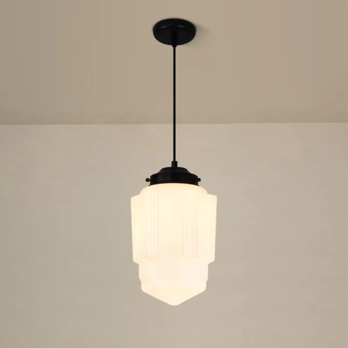 Glasyn: Lampada a sospensione in vetro opalino geometrico – Lampada moderna per sala da pranzo e cucina