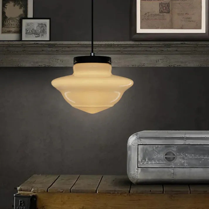 Glasyn: Lampada a sospensione in vetro opalino geometrico – Lampada moderna per sala da pranzo e cucina