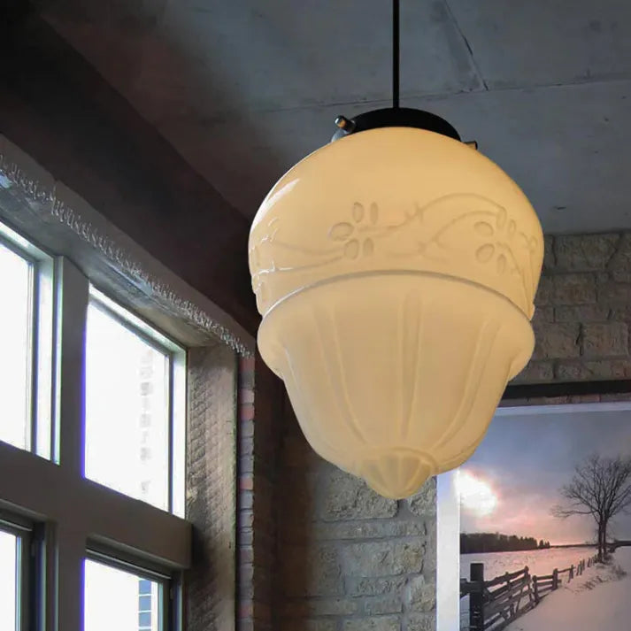 Glasyn: Lampada a sospensione in vetro opalino geometrico – Lampada moderna per sala da pranzo e cucina