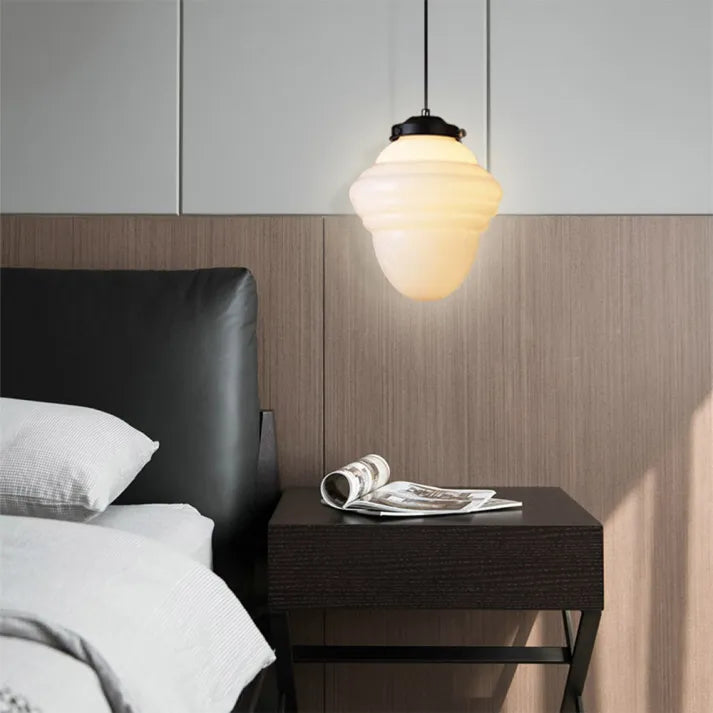 Glasyn: Lampada a sospensione in vetro opalino geometrico – Lampada moderna per sala da pranzo e cucina