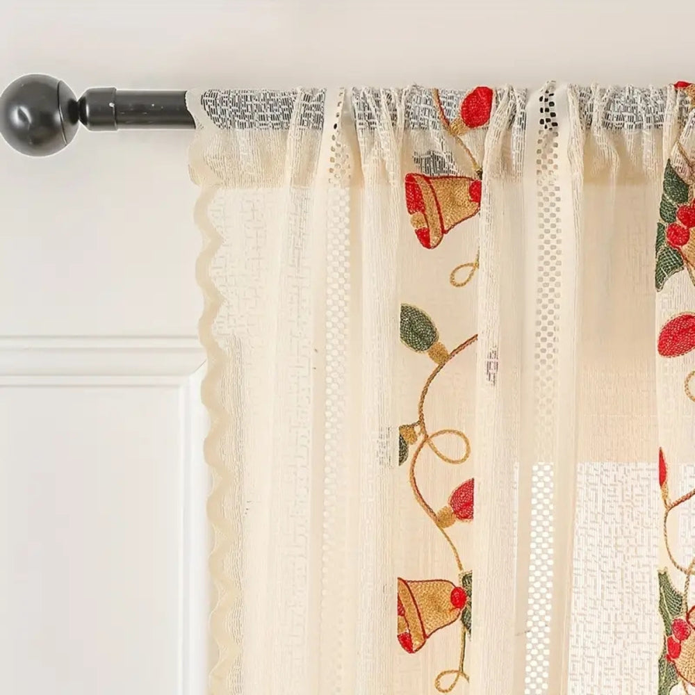 GlockenFest: Tendaggi rossi con motivo natalizio – semi-trasparenti e decorativi per il soggiorno