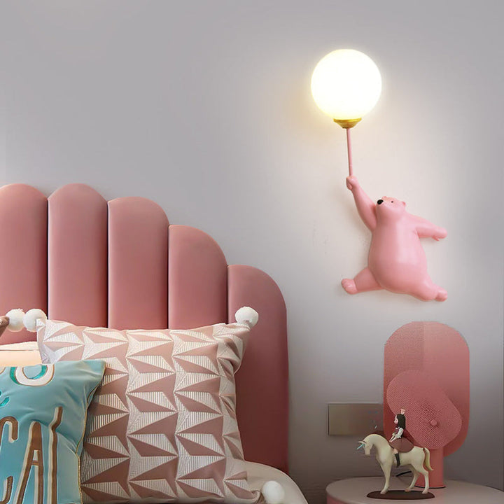 GlowBuddy: Applique LED con Orso &amp; Pallone in design 3D e luce notturna bianca calda – per camerette e aree gioco