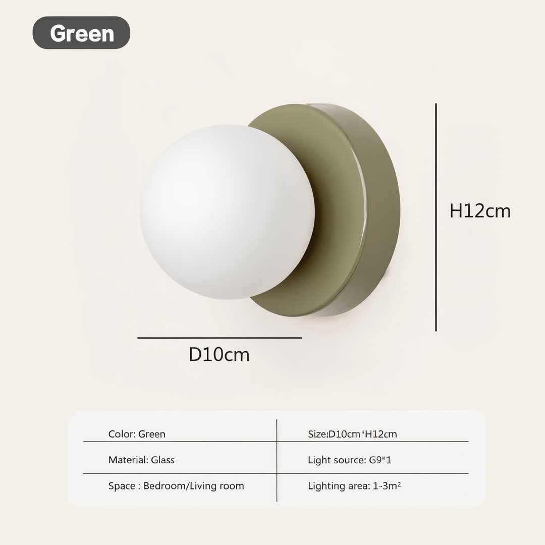 GlowSphere: Elegante lampada da parete LED in vetro bianco – Luce stilosa per soggiorno e camera da letto