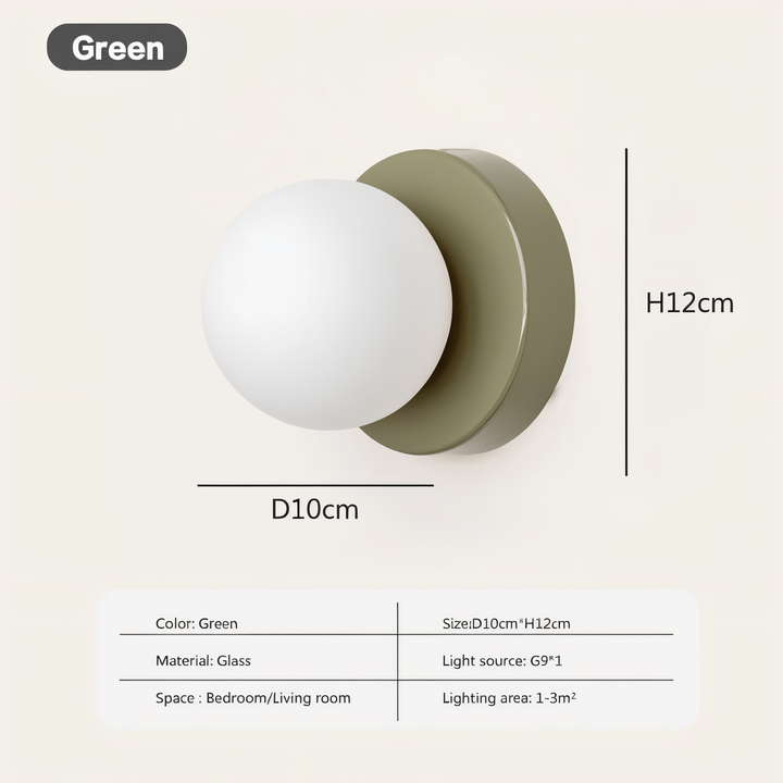 GlowSphere: Elegante lampada da parete LED in vetro bianco – Luce stilosa per soggiorno e camera da letto