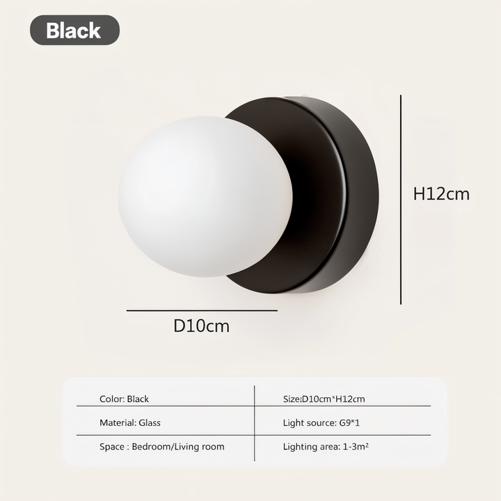 GlowSphere: Elegante lampada da parete LED in vetro bianco – Luce stilosa per soggiorno e camera da letto