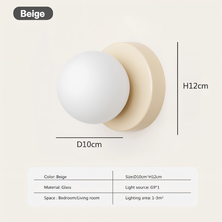 GlowSphere: Elegante lampada da parete LED in vetro bianco – Luce stilosa per soggiorno e camera da letto