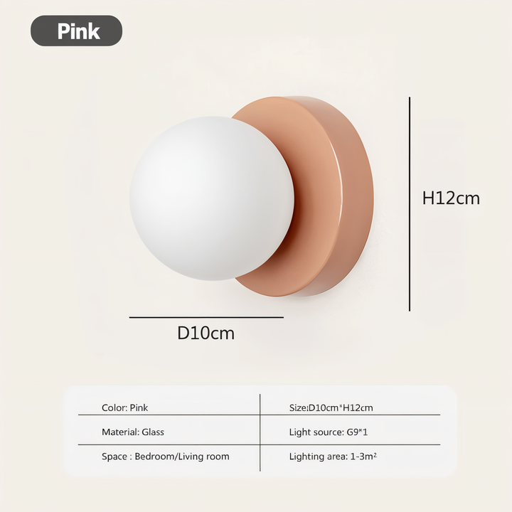 GlowSphere: Elegante lampada da parete LED in vetro bianco – Luce stilosa per soggiorno e camera da letto
