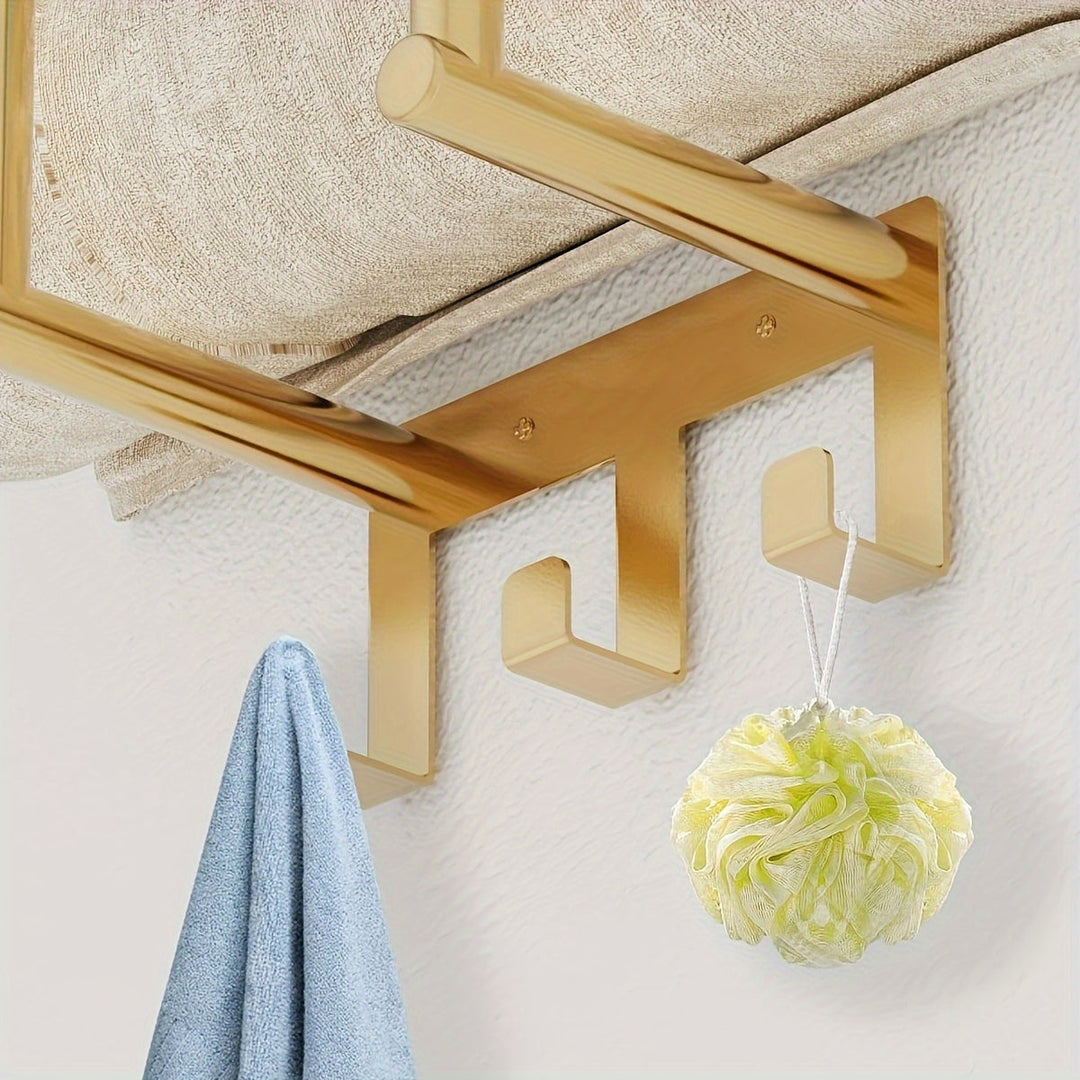 GoldenerRand: Porta asciugamani da bagno – supporto a muro moderno in acciaio inox con tubi dorati, multifunzionale e durevole per l&