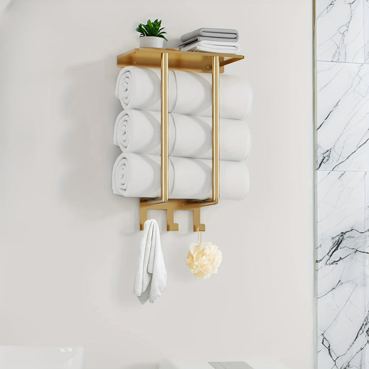GoldenerRand: Porta asciugamani da bagno – supporto a muro moderno in acciaio inox con tubi dorati, multifunzionale e durevole per l&