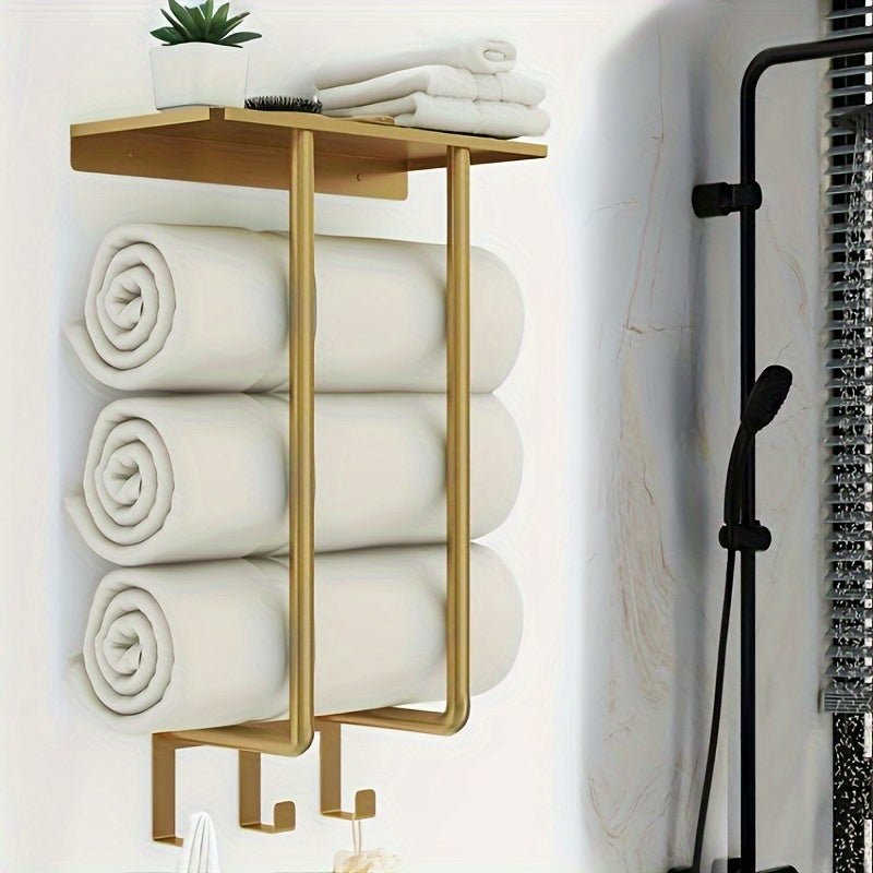 GoldenerRand: Porta asciugamani da bagno – supporto a muro moderno in acciaio inox con tubi dorati, multifunzionale e durevole per l&