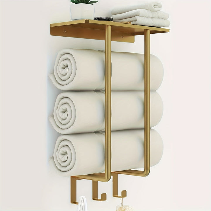 GoldenerRand: Porta asciugamani da bagno – supporto a muro moderno in acciaio inox con tubi dorati, multifunzionale e durevole per l&