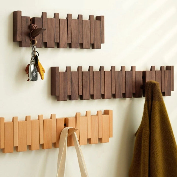HakenKlang: mensola a muro pieghevole in legno dal design pianoforte – salvaspazio, decorativa e pratica per ingresso e camera da letto
