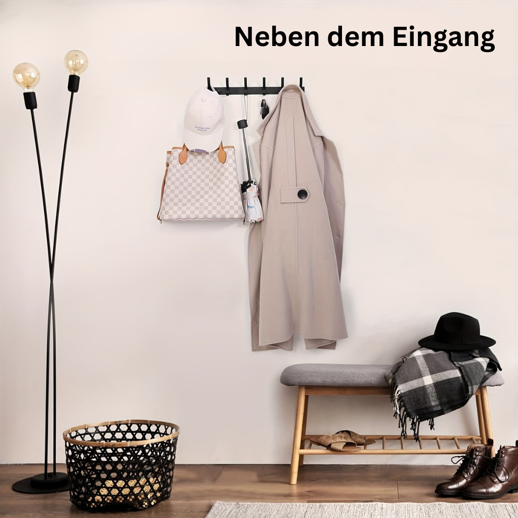 HakenStil: Appendino da parete – design moderno in alluminio, resistente e salvaspazio con 6 ganci per abbigliamento e accessori