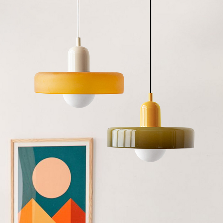 HaloLicht: Lampada a sospensione in vetro in stile Art Déco per ambienti eleganti