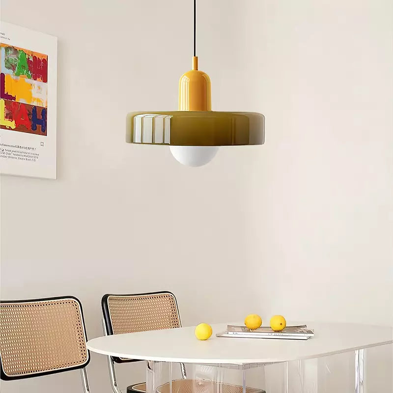 HaloLicht: Lampada a sospensione in vetro in stile Art Déco per ambienti eleganti