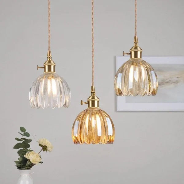 HanaLicht: Lampada a sospensione in vetro giapponese dal design floreale retrò – Elegante lampada a sospensione