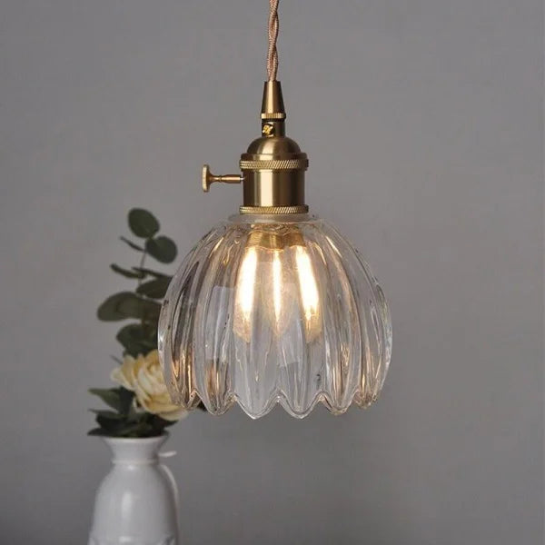 HanaLicht: Lampada a sospensione in vetro giapponese dal design floreale retrò – Elegante lampada a sospensione