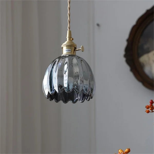 HanaLicht: Lampada a sospensione in vetro giapponese dal design floreale retrò – Elegante lampada a sospensione