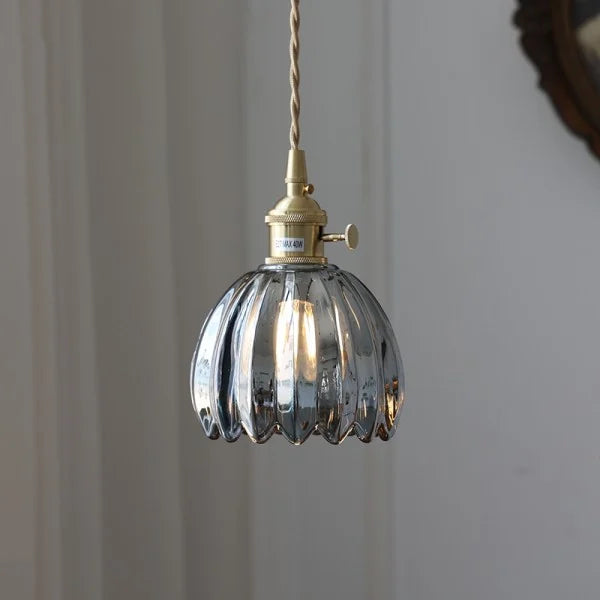 HanaLicht: Lampada a sospensione in vetro giapponese dal design floreale retrò – Elegante lampada a sospensione