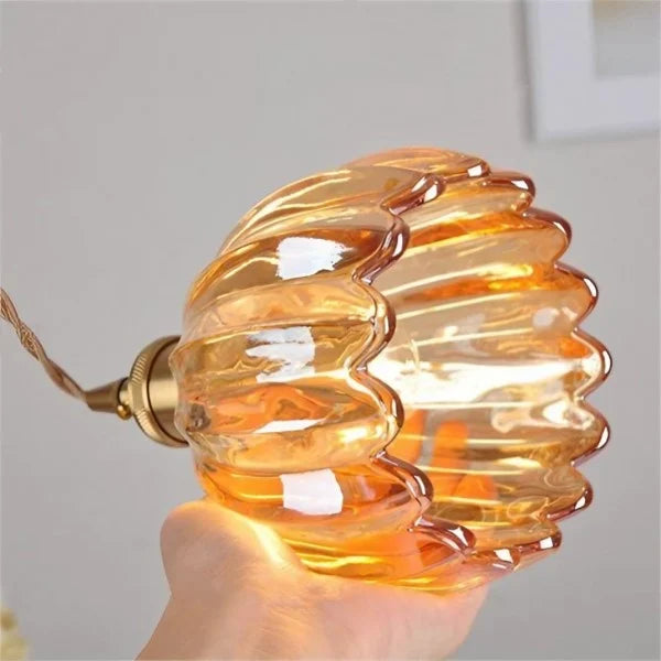 HanaLicht: Lampada a sospensione in vetro giapponese dal design floreale retrò – Elegante lampada a sospensione