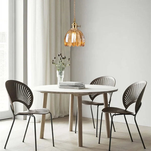 HanaLicht: Lampada a sospensione in vetro giapponese dal design floreale retrò – Elegante lampada a sospensione