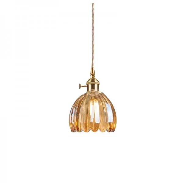 HanaLicht: Lampada a sospensione in vetro giapponese dal design floreale retrò – Elegante lampada a sospensione