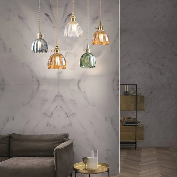 HanaLicht: Lampada a sospensione in vetro giapponese dal design floreale retrò – Elegante lampada a sospensione