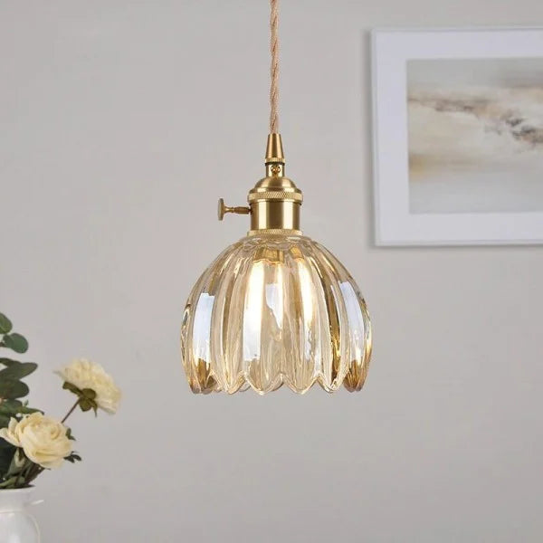 HanaLicht: Lampada a sospensione in vetro giapponese dal design floreale retrò – Elegante lampada a sospensione