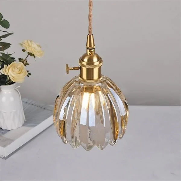 HanaLicht: Lampada a sospensione in vetro giapponese dal design floreale retrò – Elegante lampada a sospensione