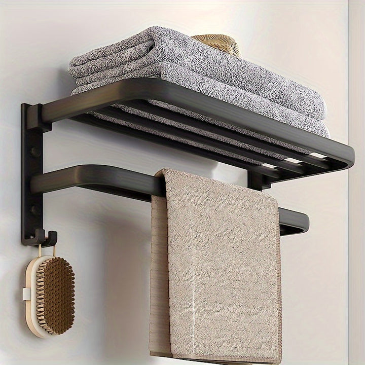 HandtuchPlus: Mensola da Parete per Bagno – mensola in plastica moderna, decorativa e sospesa con porta asciugamani per l&