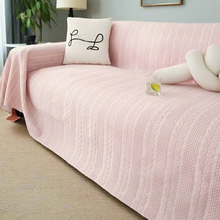 HarmoniaBlatt: Copertura per divano in design decorativo di microfibra con struttura a foglia e comfort antiscivolo – per divano e soggiorno