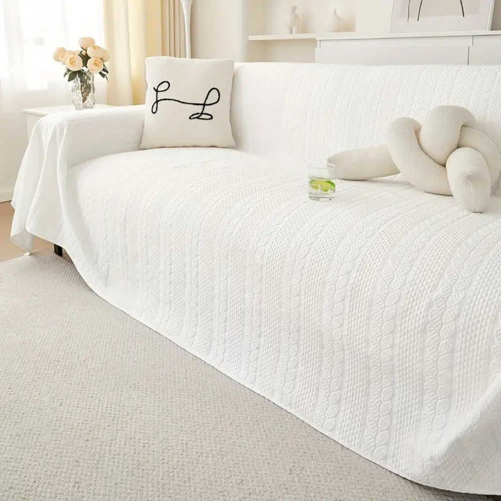 HarmoniaBlatt: Copertura per divano in design decorativo di microfibra con struttura a foglia e comfort antiscivolo – per divano e soggiorno
