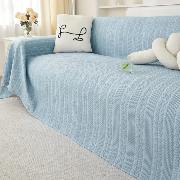 HarmoniaBlatt: Copertura per divano in design decorativo di microfibra con struttura a foglia e comfort antiscivolo – per divano e soggiorno