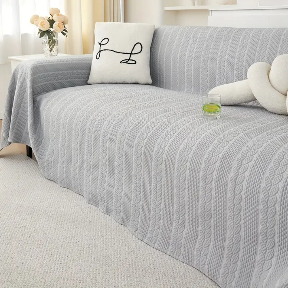 HarmoniaBlatt: Copertura per divano in design decorativo di microfibra con struttura a foglia e comfort antiscivolo – per divano e soggiorno