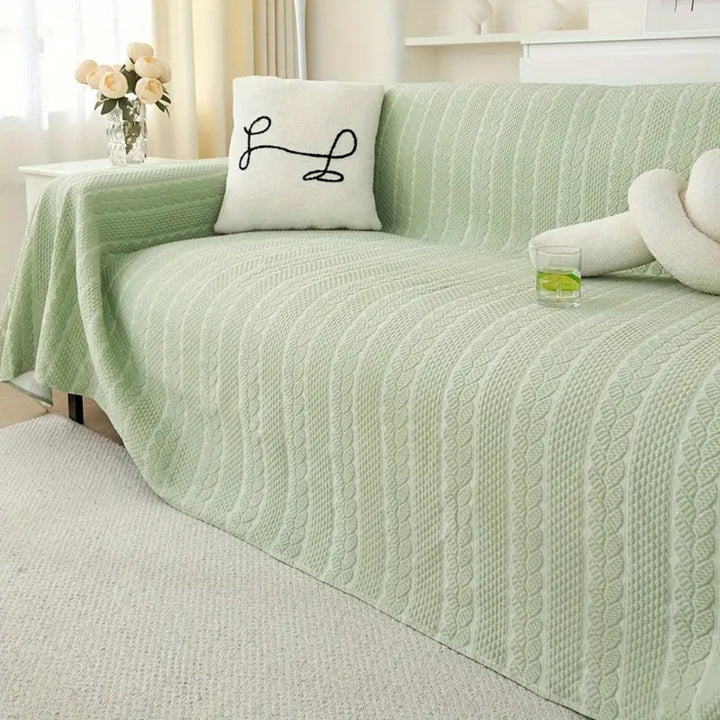 HarmoniaBlatt: Copertura per divano in design decorativo di microfibra con struttura a foglia e comfort antiscivolo – per divano e soggiorno
