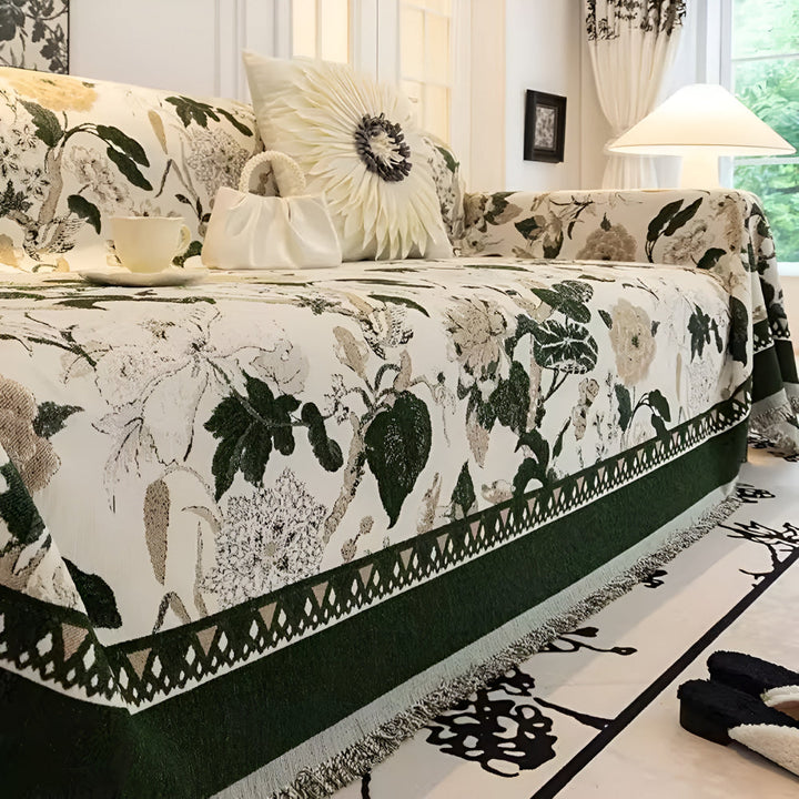HarmoniaReben: Copertura per divano in elegante motivo jacquard con tralci in chenille, versatile – per divano e soggiorno
